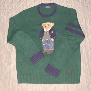 VIBTAGE RALPH LAUREN POLO BEAR SWEATER CREST KNIT L LARGE VTG